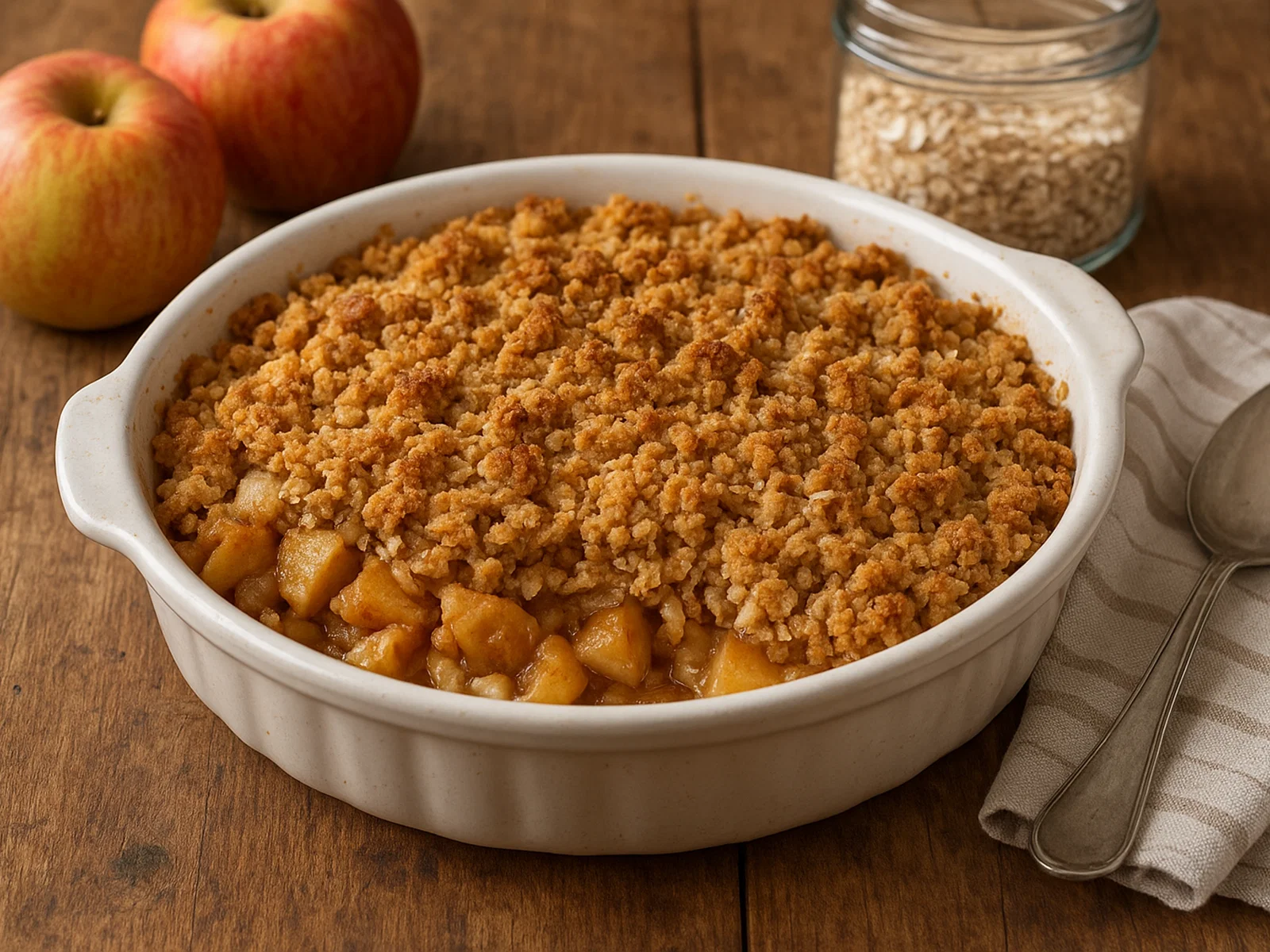 Apfel-Crumble mit Haferflocken