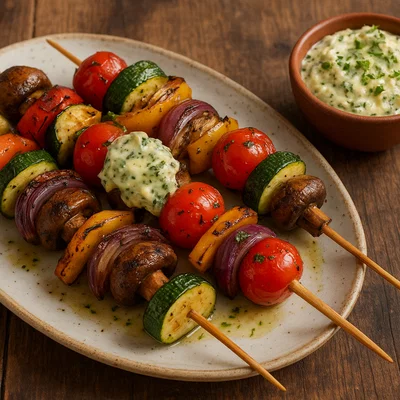 Gegrillte Gemüsespieße mit Kräuterbutter