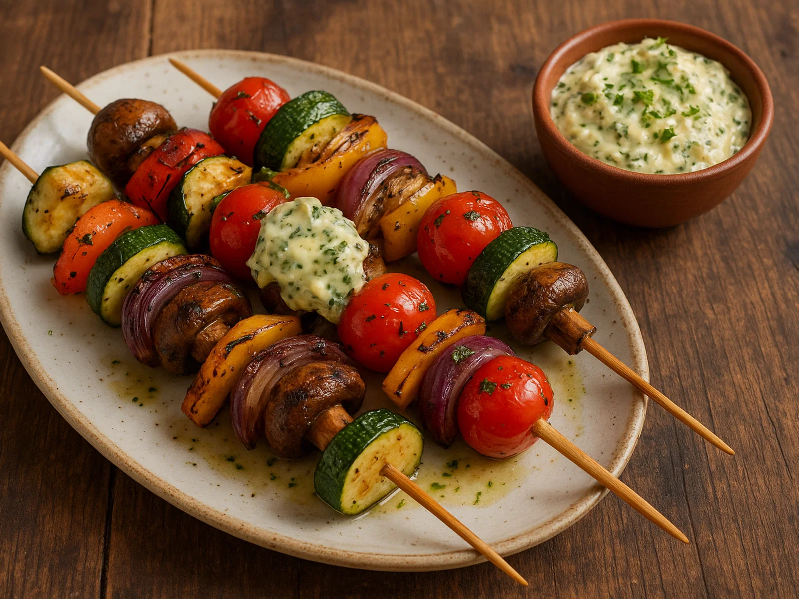 Gegrillte Gemüsespieße mit Kräuterbutter