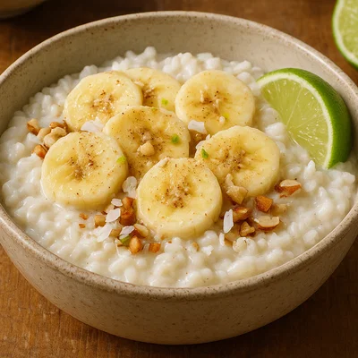 Banana Poke mit Kokosmilch und süßem Reis