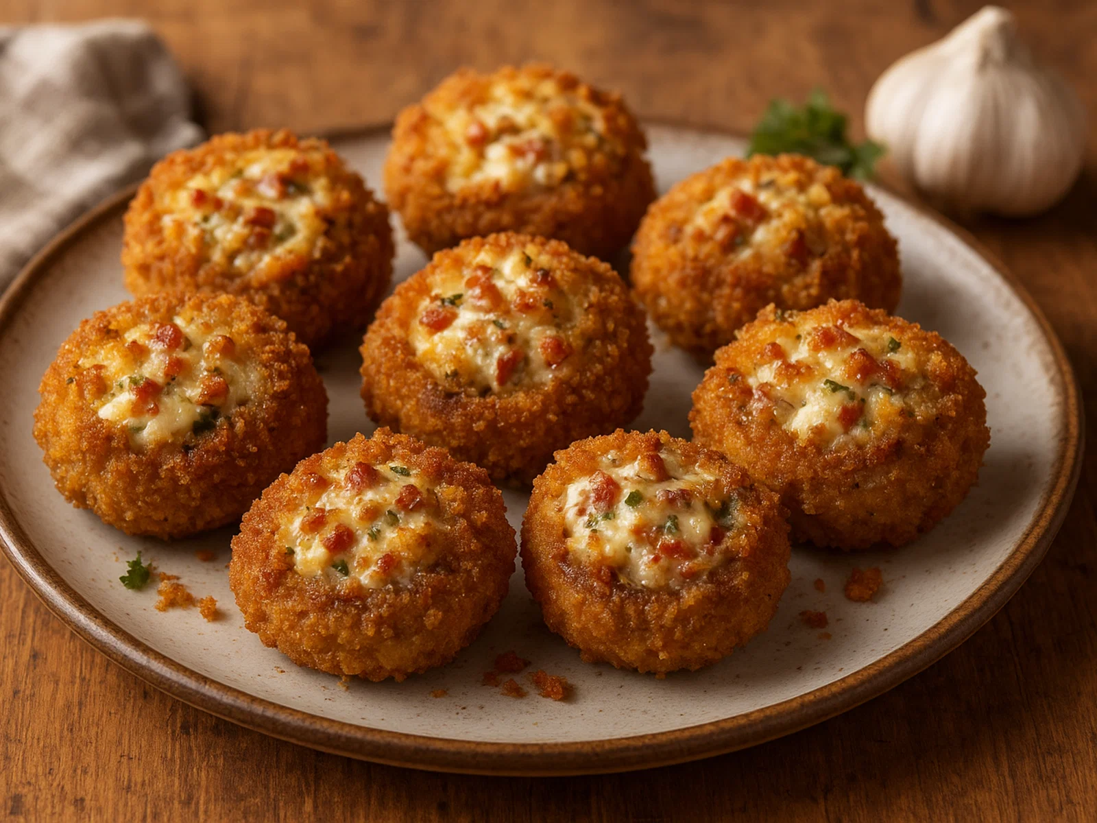 Gefüllte Champignon-Crossies mit Speck-Frischkäse-Füllung