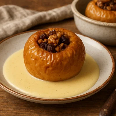 Klassischer Bratapfel mit hausgemachter Vanillesauce