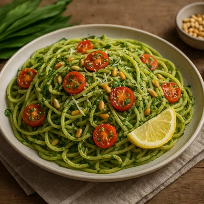 Pasta mit Bärlauch und Cherrytomaten