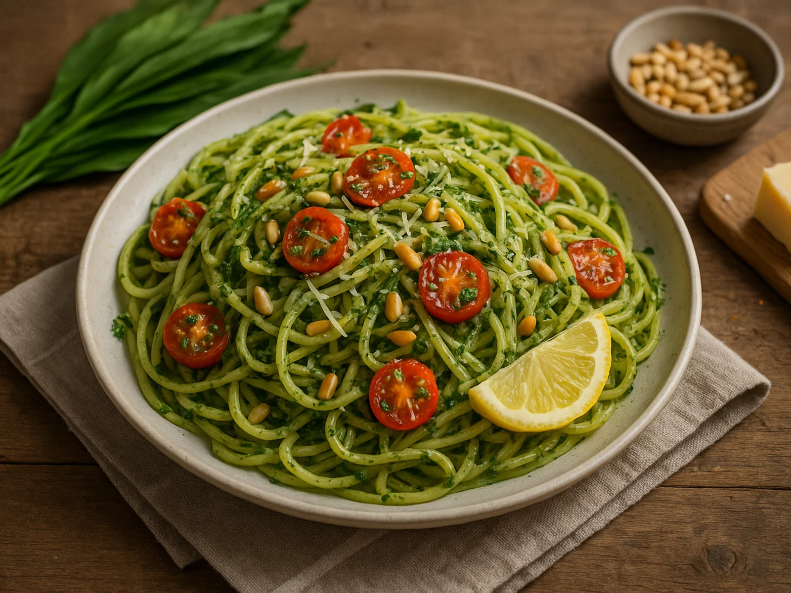 Pasta mit Bärlauch und Cherrytomaten