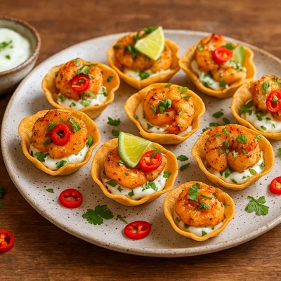 Garnelen-Taco-Bites mit Limetten-Creme