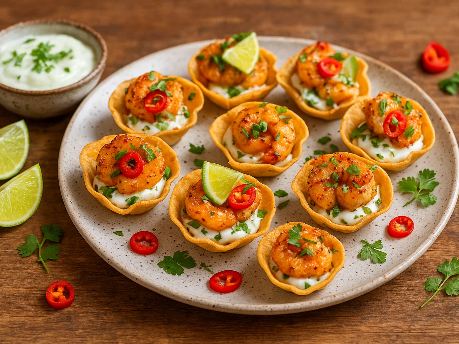 Garnelen-Taco-Bites mit Limetten-Creme