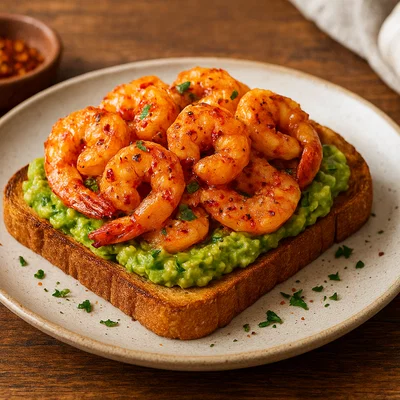 Chili-Knoblauch-Garnelen auf Avocado-Toast