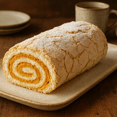 Kürbis-Baiser-Roulade mit Gewürzcreme