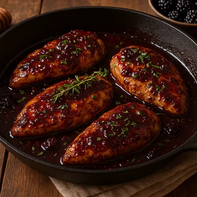 Brombeer-Balsamico-Hähnchen aus der Pfanne
