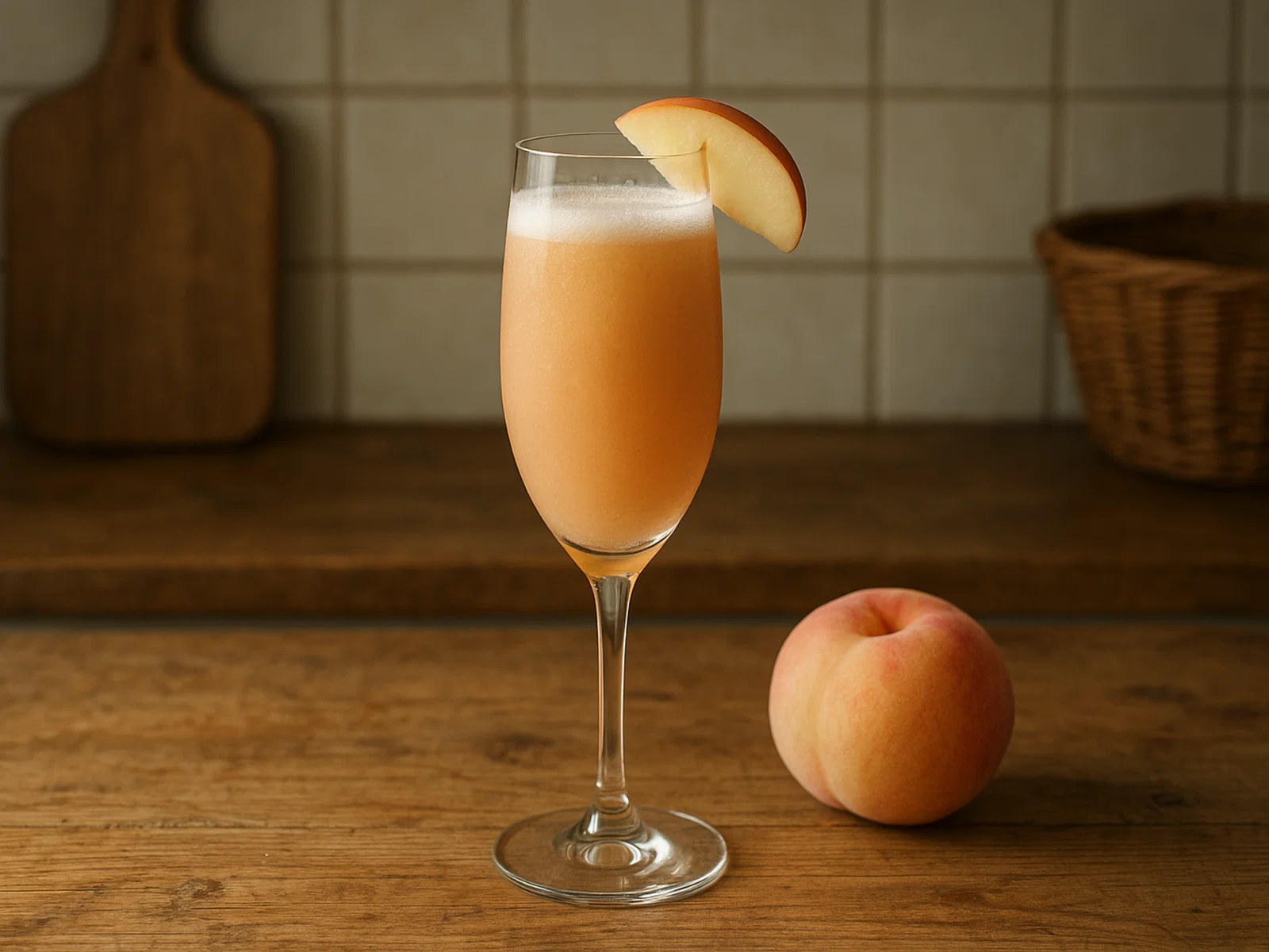 Klassischer Bellini mit weißem Pfirsich