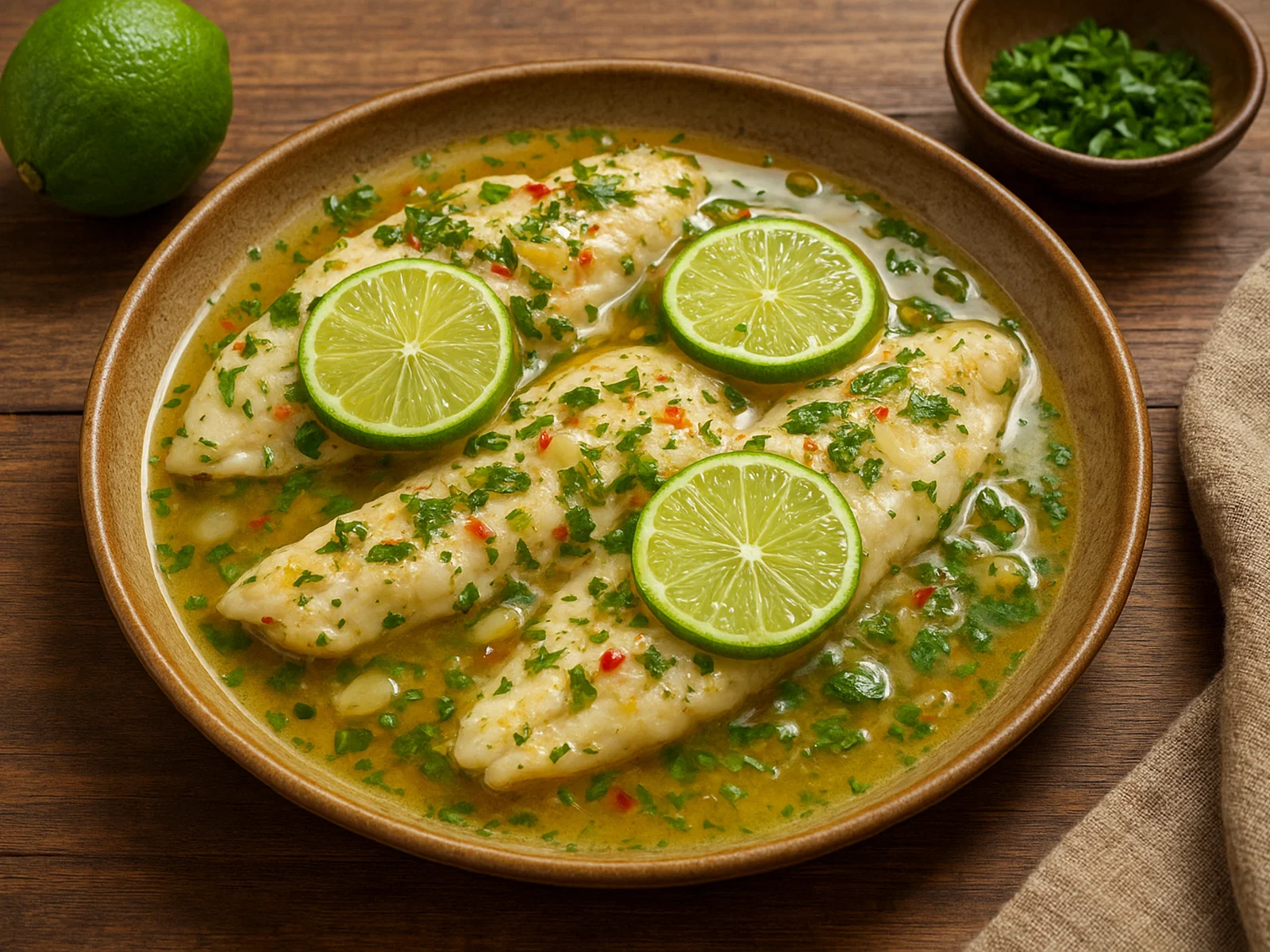 Cayman-Style gedünsteter Fisch mit Limette und Kräutern