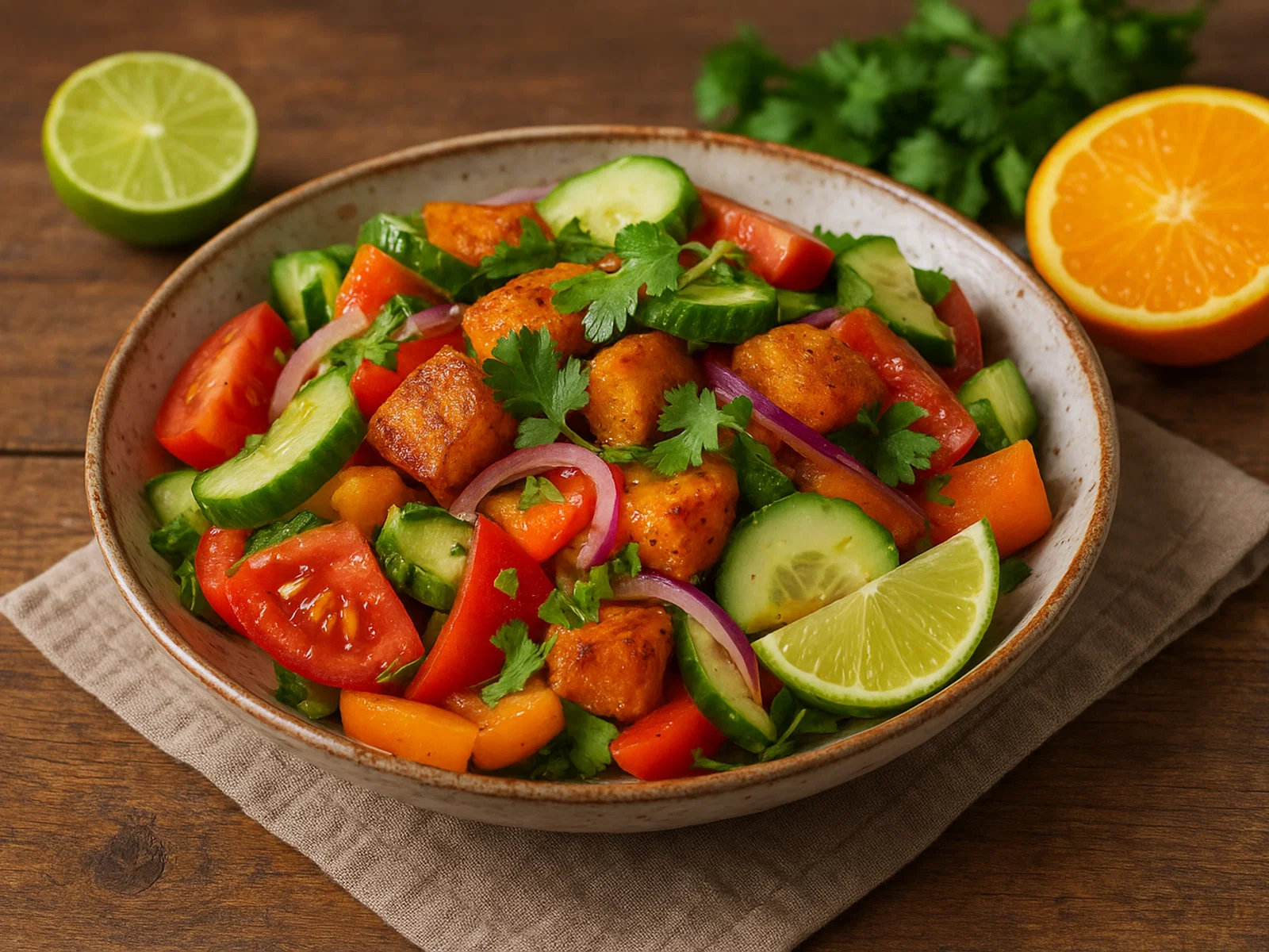 Safú-Salat mit Zitrus-Dressing