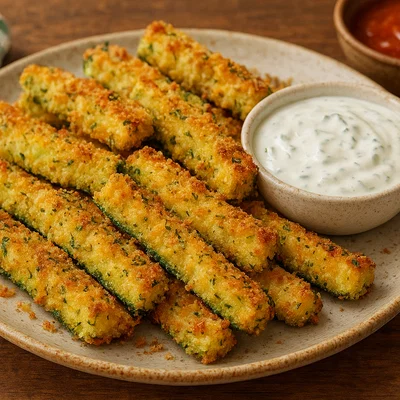 Gebackene Zucchinisticks aus dem Ofen