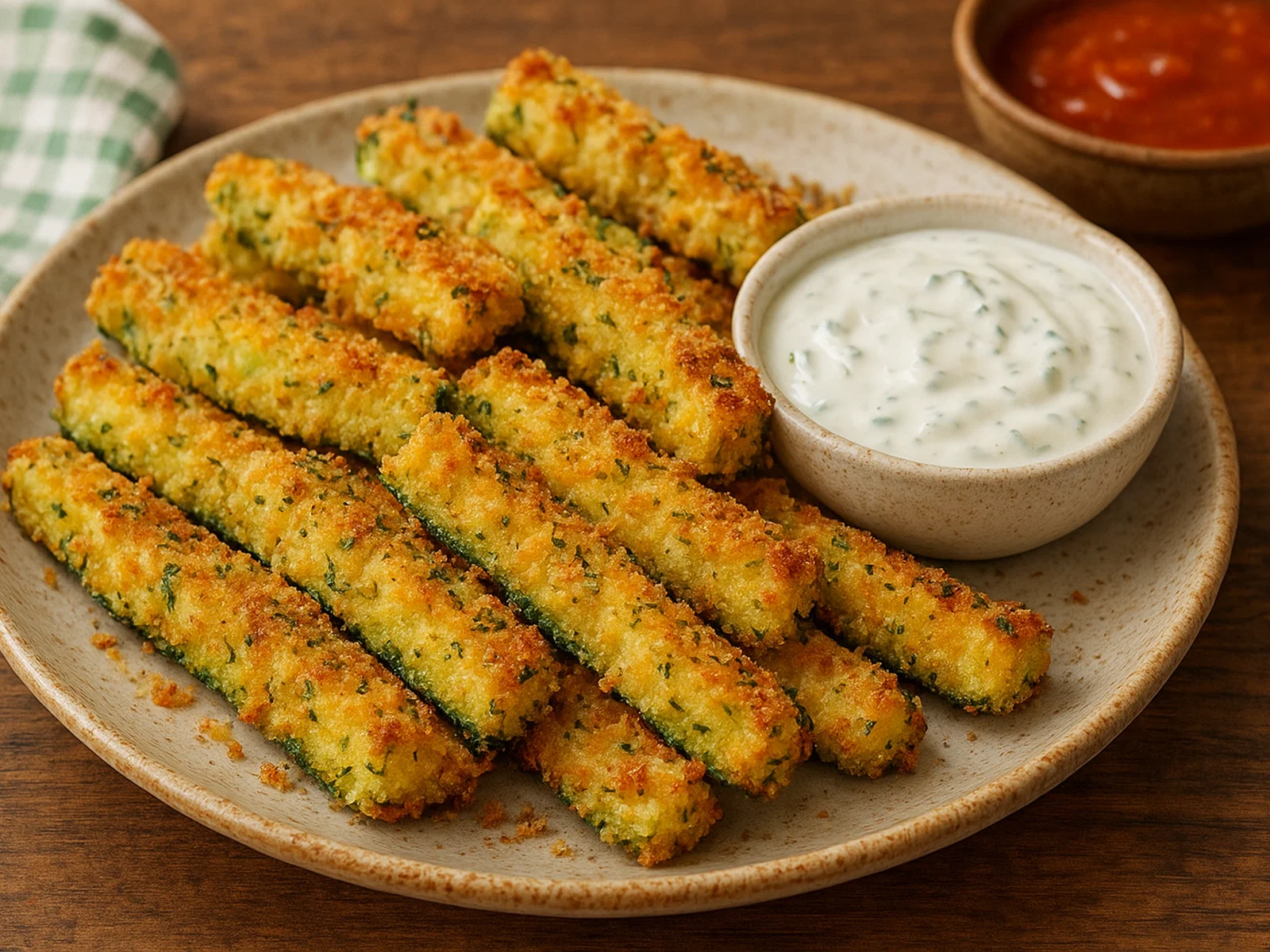 Gebackene Zucchinisticks aus dem Ofen