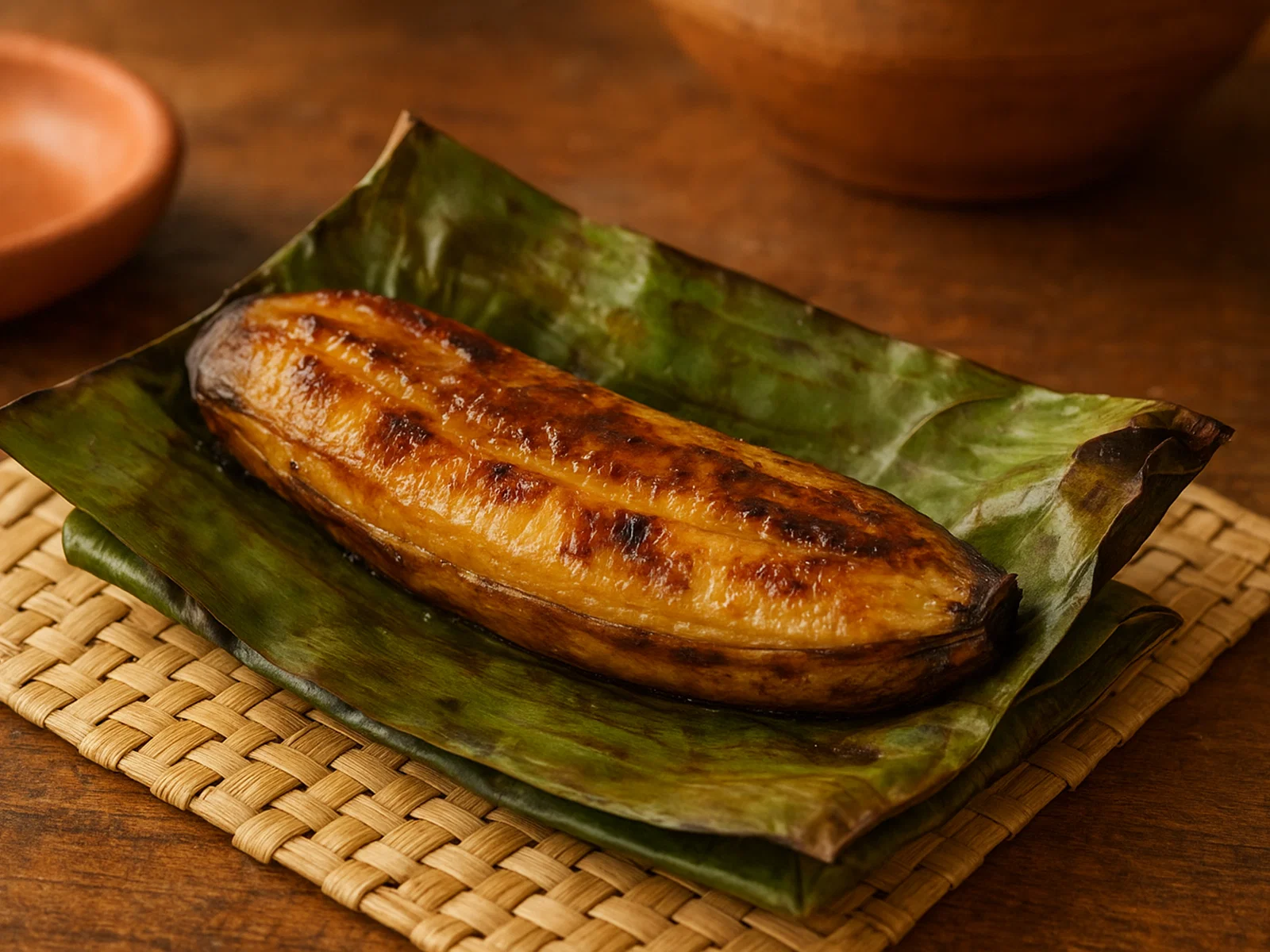 Roa Banana – Gegrillte Bananen im Bananenblatt