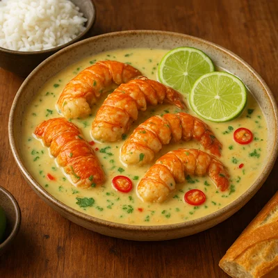 Langusten in Kokos-Sauce mit Limette und Chili