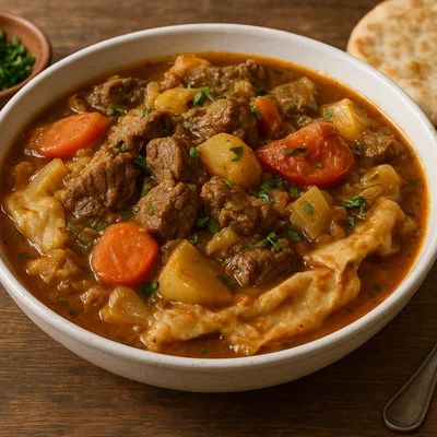 Thareed – Arabischer Eintopf mit Fleisch, Gemüse und Brot