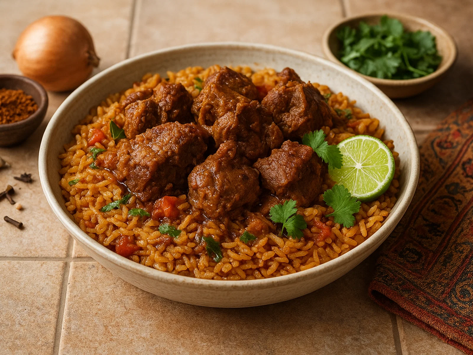 Arabischer Machboos mit Lamm und duftendem Gewürzreis