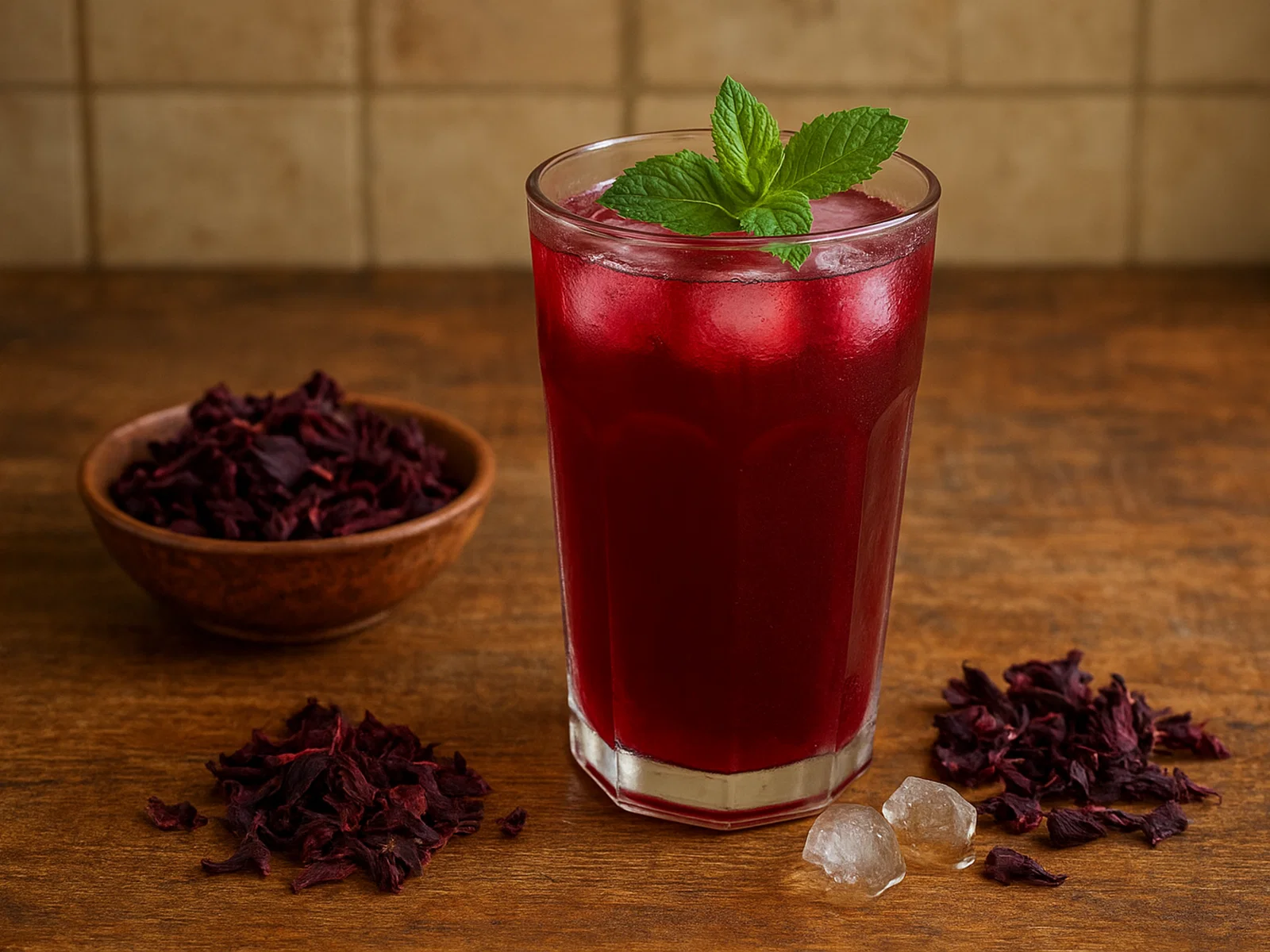 Erfrischender Bissap-Saft (Hibiskus-Getränk)