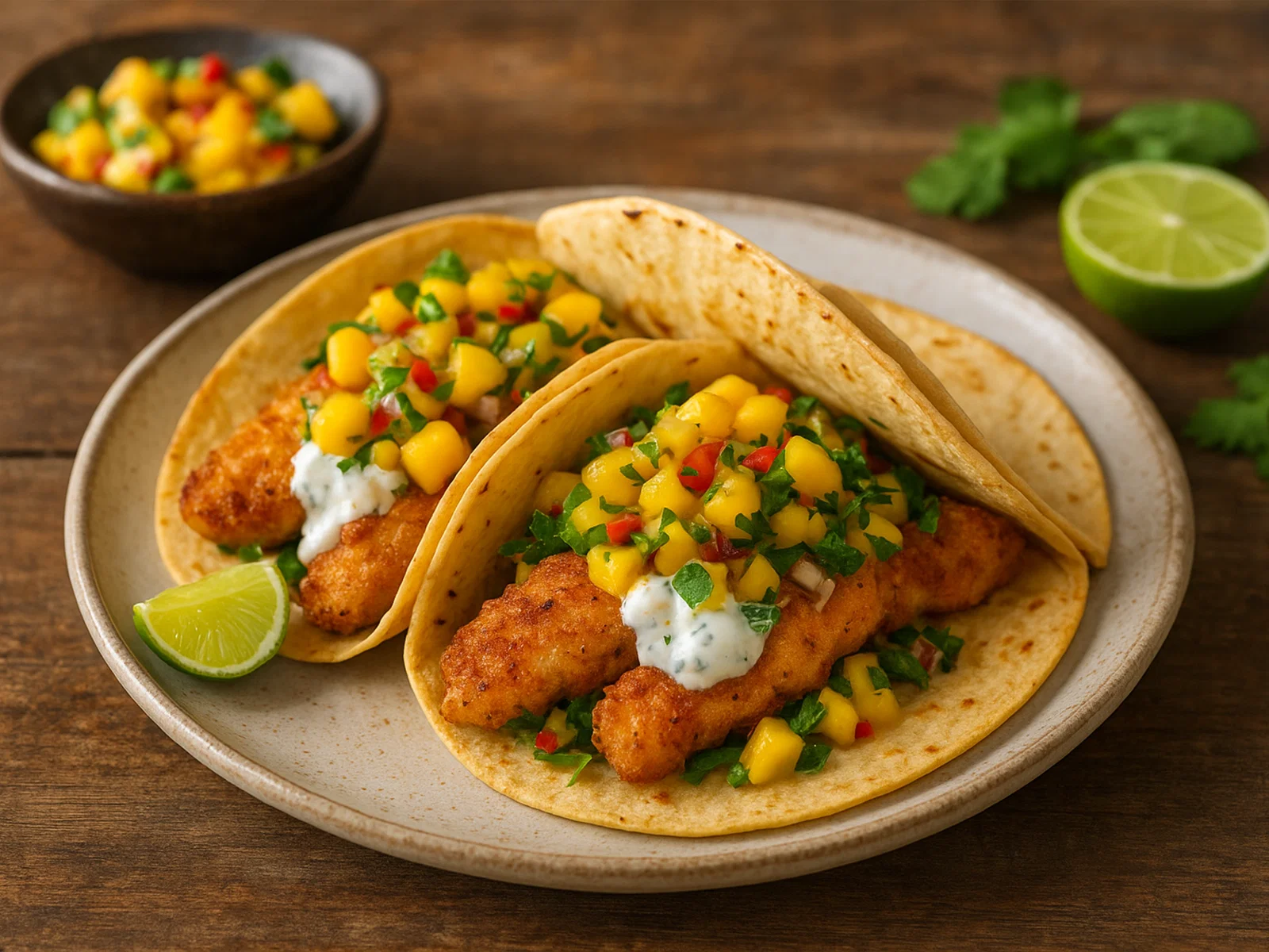 Fisch-Tacos mit frischer Mango-Salsa