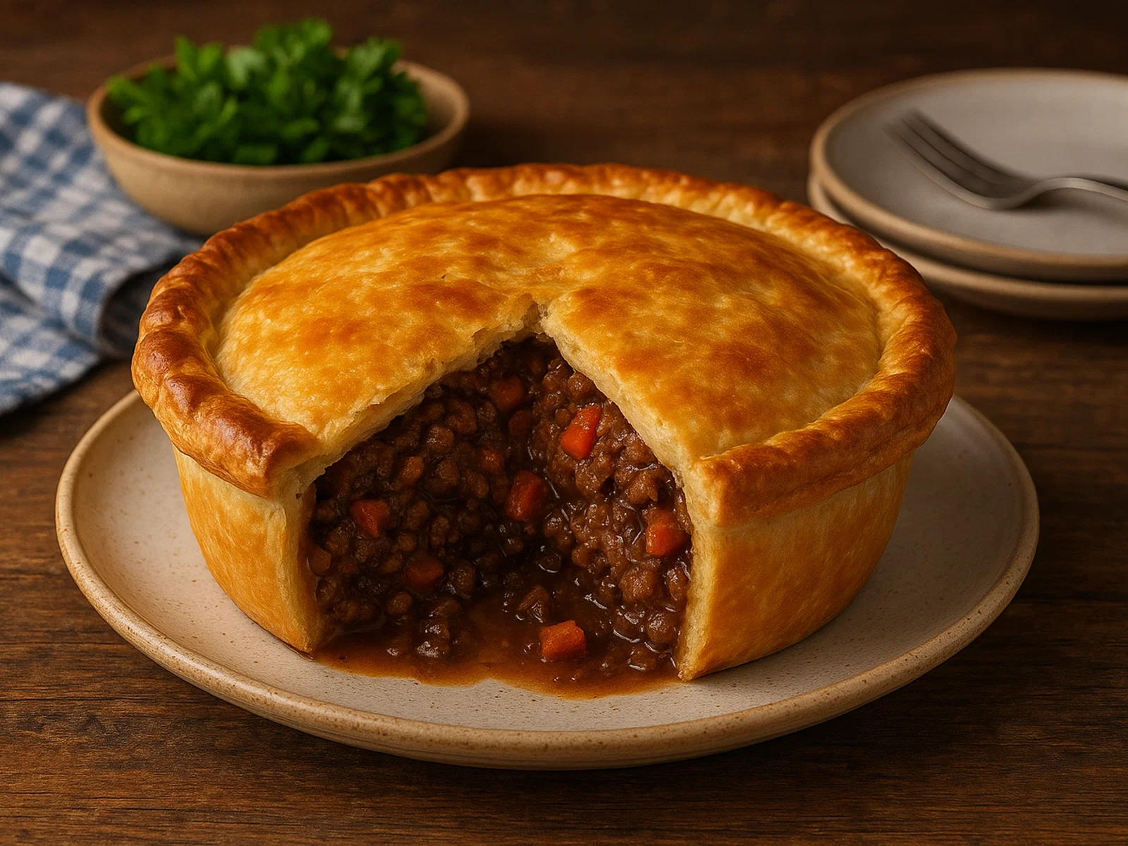 Australischer Meat Pie mit würziger Rinderfüllung