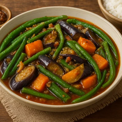 Philippinisches Pinakbet (Gemüsepfanne mit Garnelenpaste)