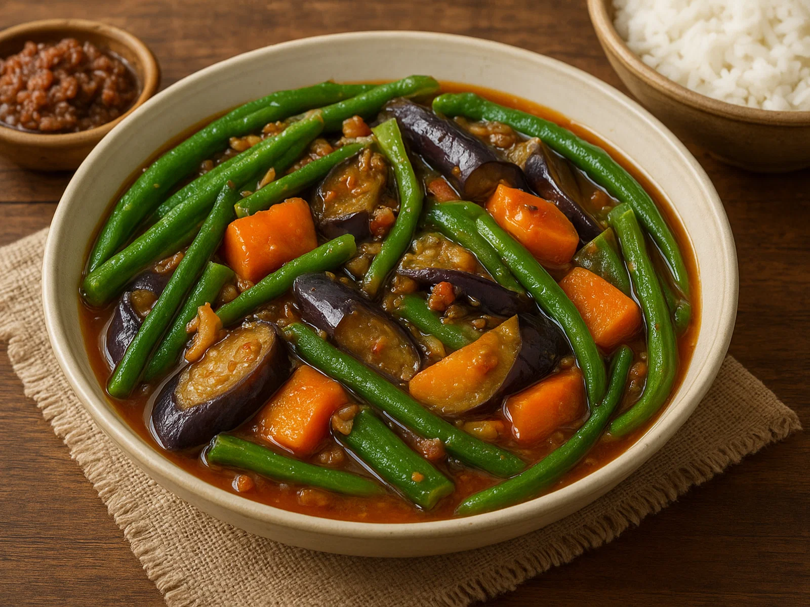 Philippinisches Pinakbet (Gemüsepfanne mit Garnelenpaste)