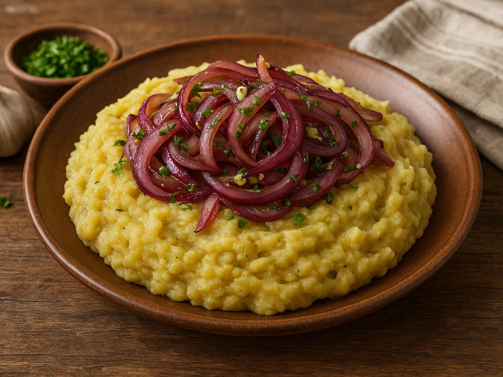 Mangú – Dominikanisches Kochbananen-Püree mit Zwiebeln
