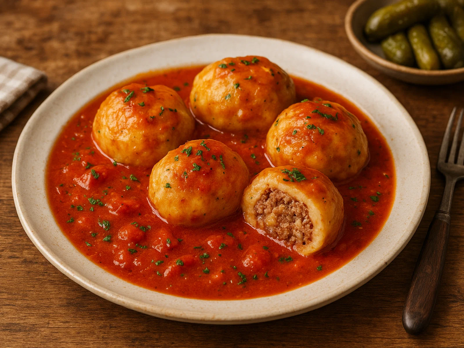 Nalot – Gefüllte Teigbällchen in würziger Sauce