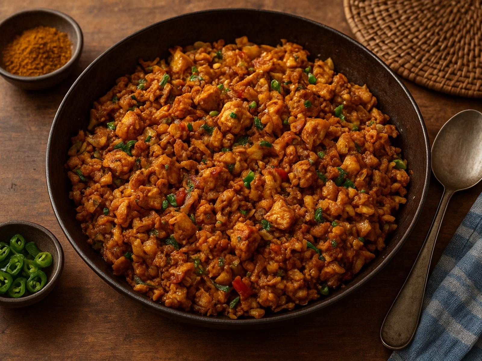 Kottu Roti mit Huhn (Sri Lanka Streetfood-Pfanne)