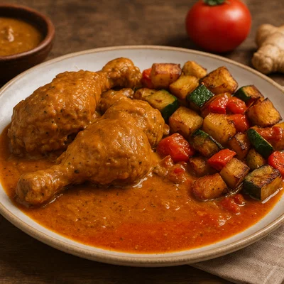 Tchakpalo mit Hähnchen und Erdnusssoße