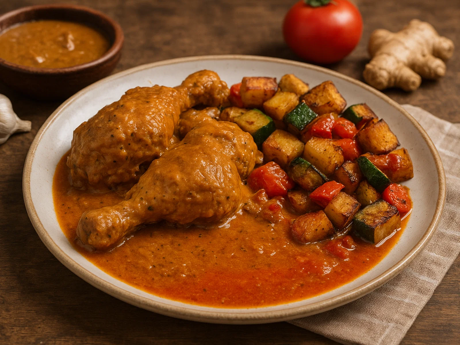Tchakpalo mit Hähnchen und Erdnusssoße