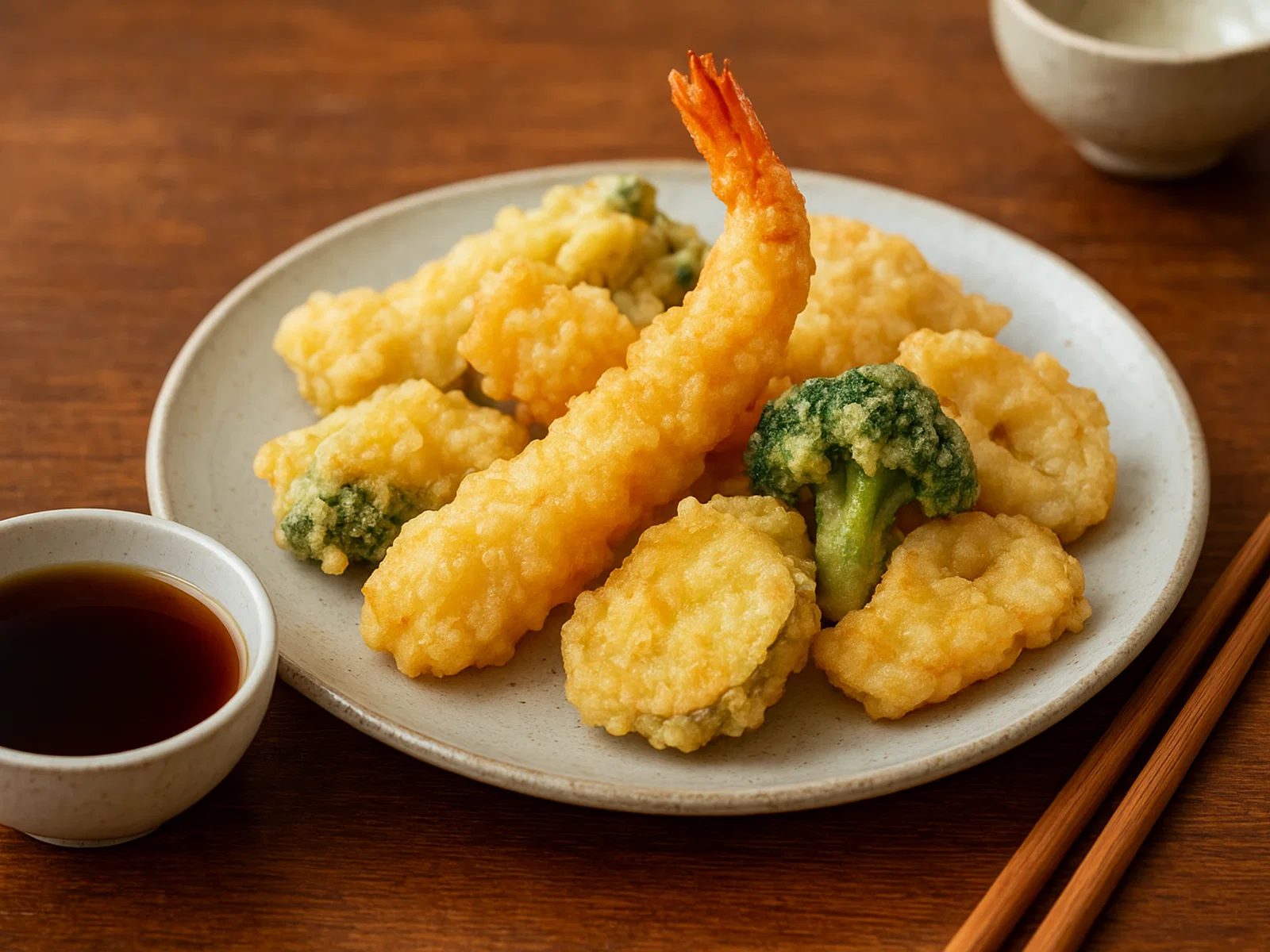 Klassisches japanisches Tempura mit Dip-Sauce