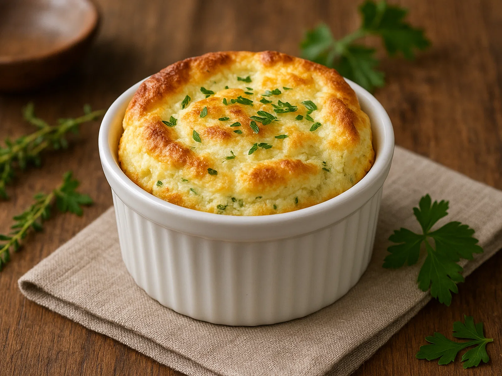Ziegenkäse-Soufflé mit frischen Kräutern