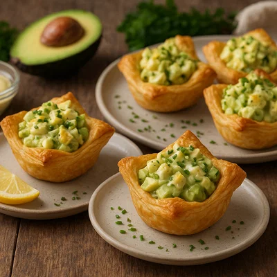 Avocado-Eier-Salat in Blätterteig-Körbchen