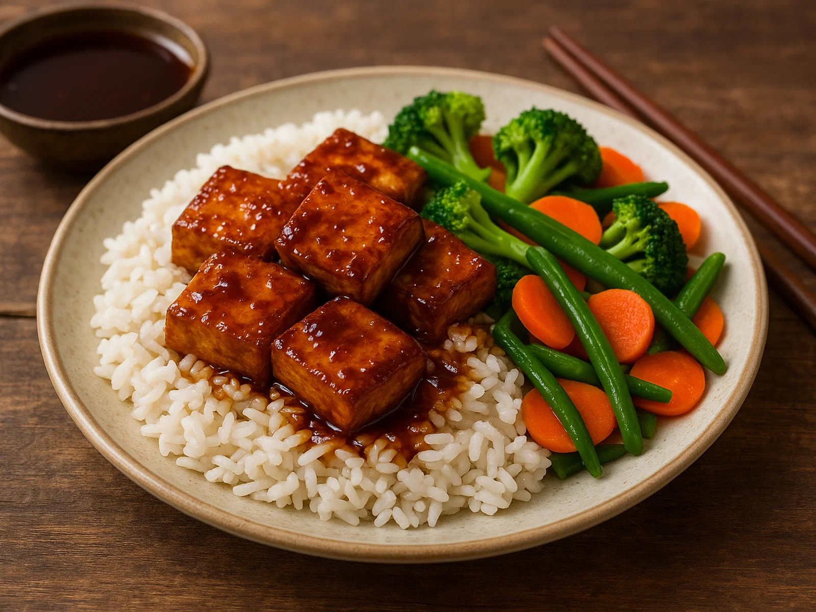 Gebratener Tofu mit Teriyaki-Sauce