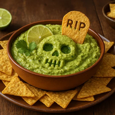 Gruselige Guacamole mit Tortilla-Chips