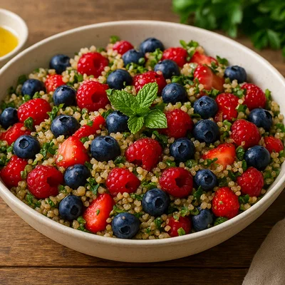 Frischer Beeren-Quinoasalat mit Kräutern