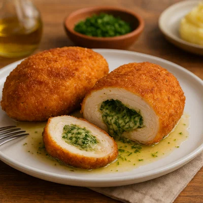Chicken Kyiv (Gefüllte Hähnchenbrust mit Kräuterbutter)