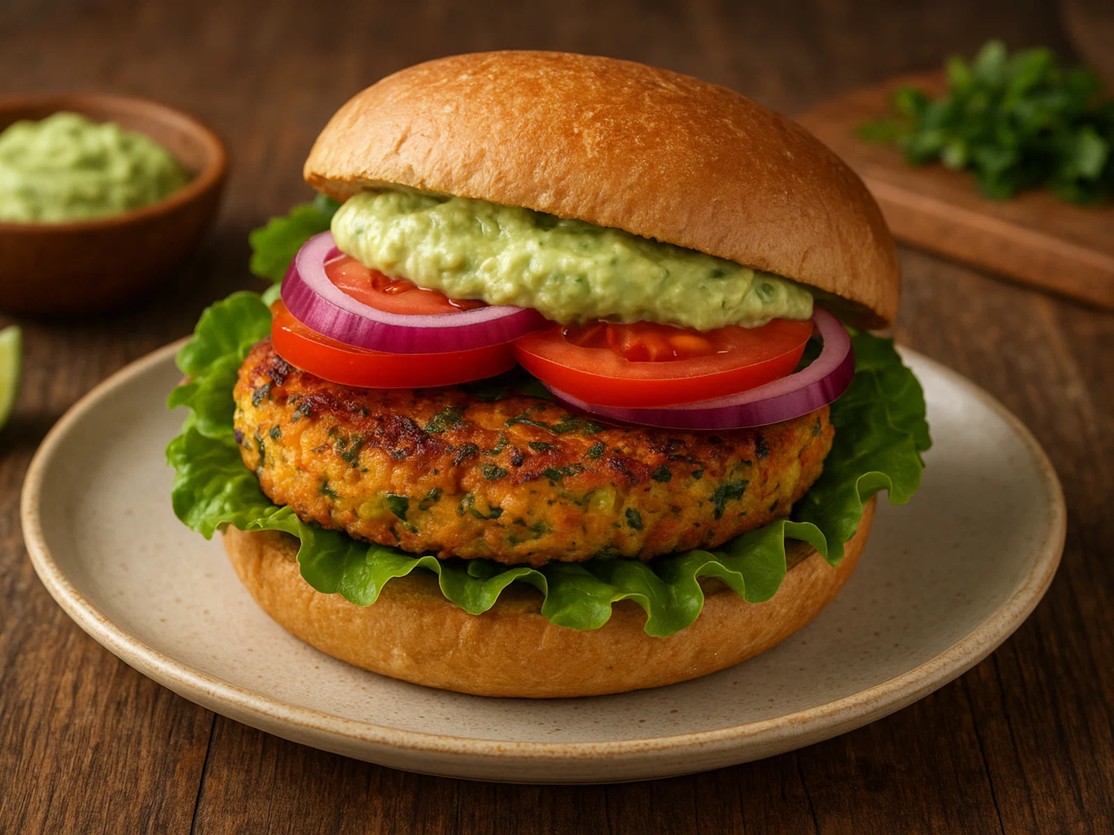 Gemüse-Burger mit Avocado-Creme