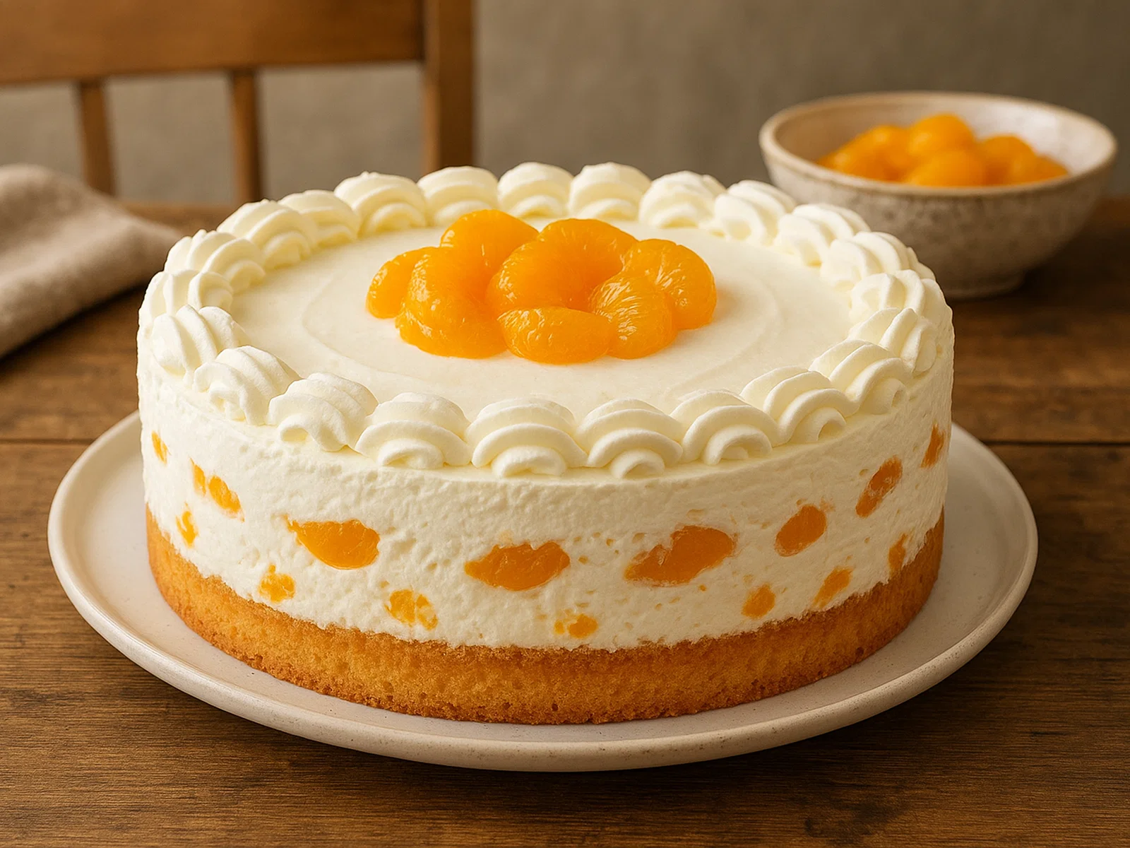 Klassische Käse-Sahne-Torte mit Mandarinen
