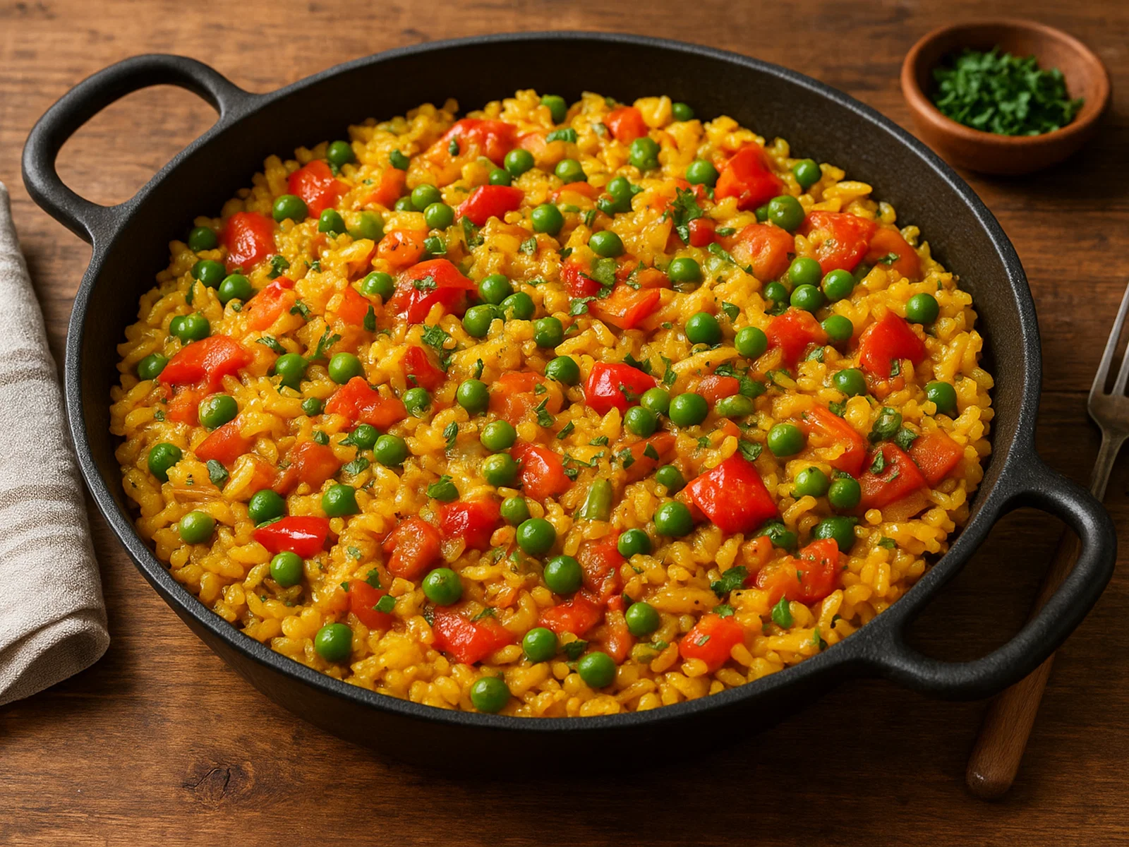 Vegetarische Paella mit Gemüse und Safran