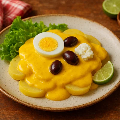 Papa a la Huancaína (peruanische Kartoffeln mit Ají-Amarillo-Sauce)