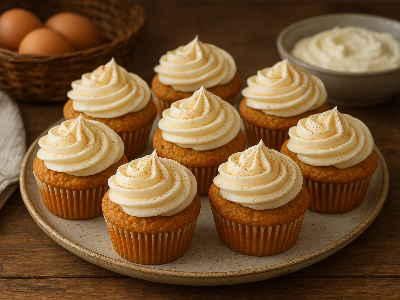 Süße Karotten-Muffins mit Frischkäse-Frosting