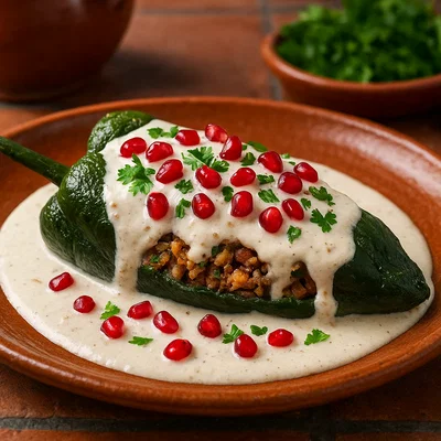 Chiles en Nogada – Gefüllte Poblano-Chilis mit Walnuss-Sauce