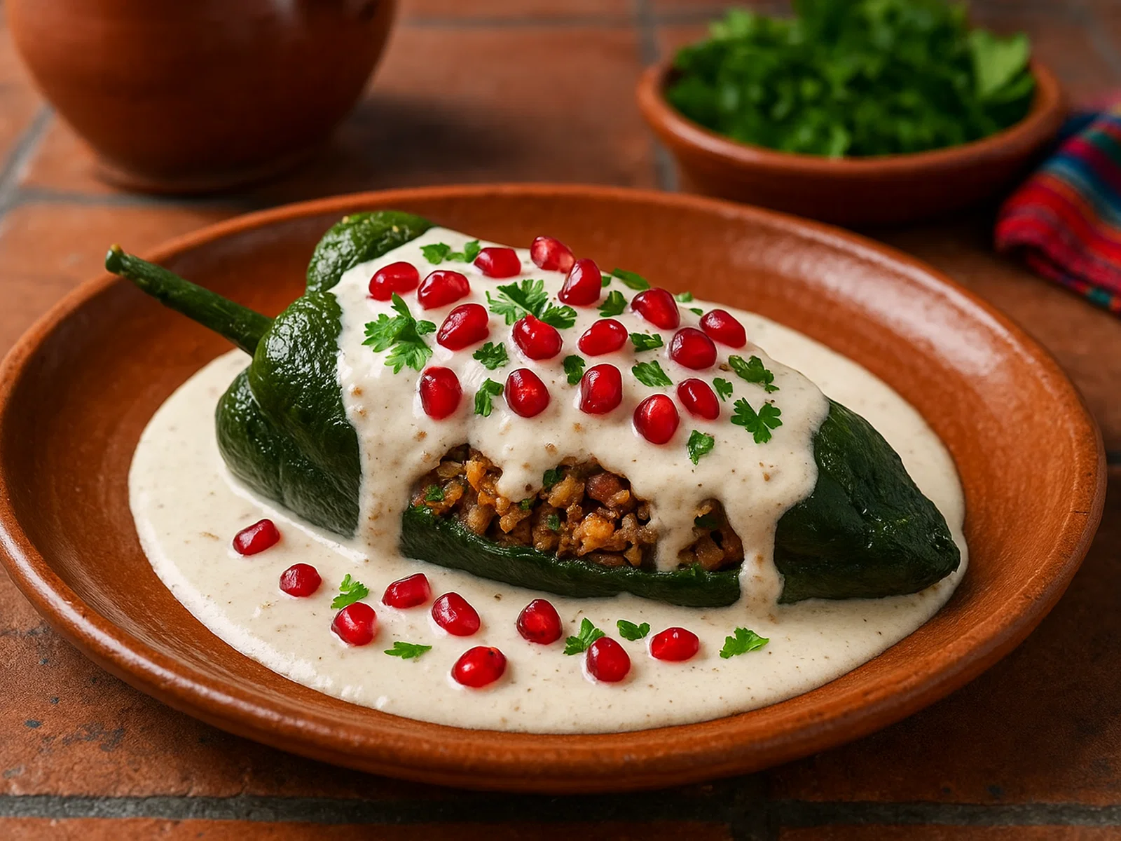Chiles en Nogada – Gefüllte Poblano-Chilis mit Walnuss-Sauce