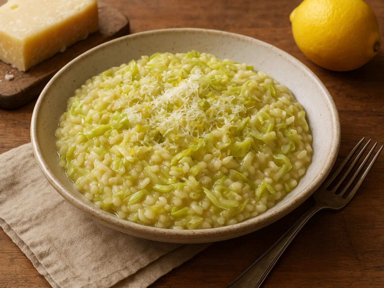 Spitzkohl-Risotto mit Parmesan und Zitronenzeste