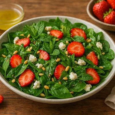 Bärlauch-Minz-Salat mit Erdbeeren