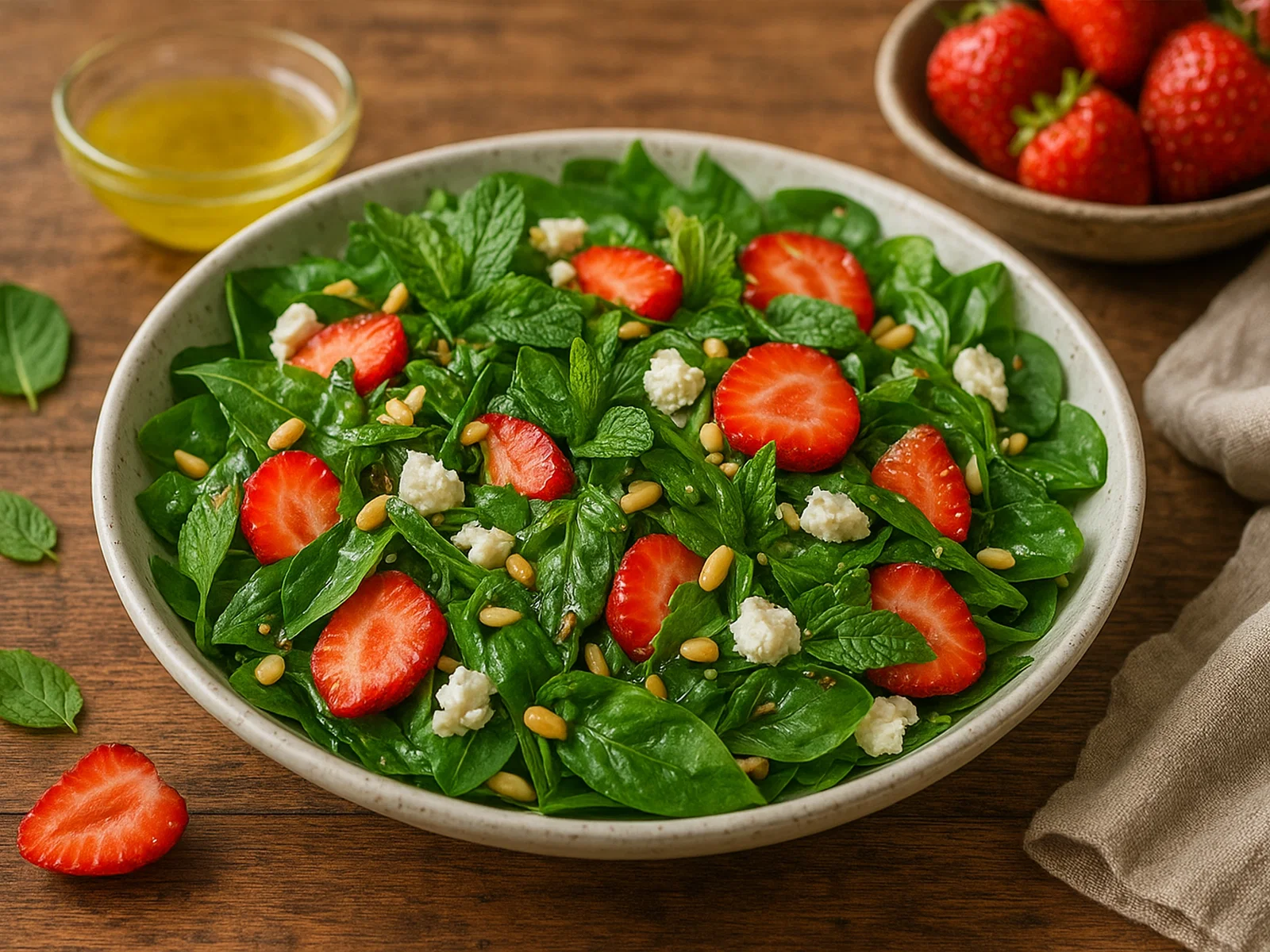 Bärlauch-Minz-Salat mit Erdbeeren