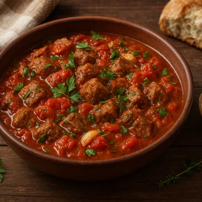 Ligusha – mediterraner Schmortopf mit Fleisch, Tomaten und Kräutern